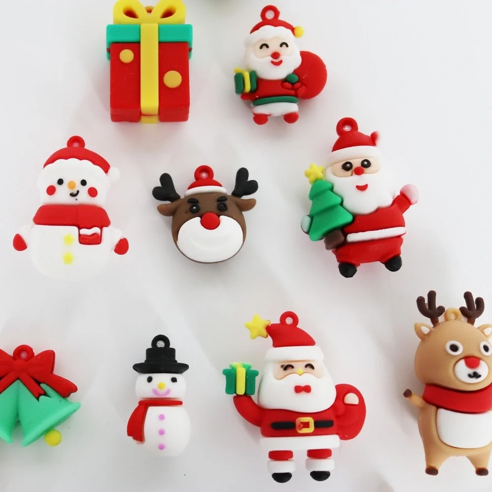 Lot of 21 Miniature PVC Rubber Christmas Tree Ornaments Santa Snow Man Gift Bell